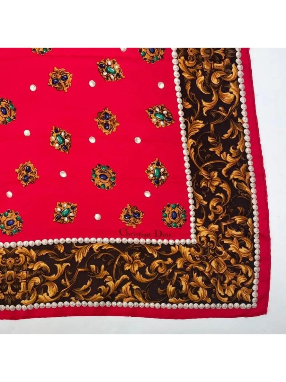 Dior Silk Scarf Red Pattern